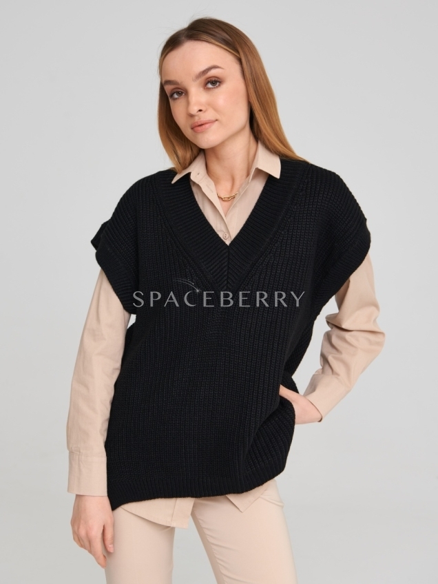 Женский вязаный джемпер оверсайз, жилет